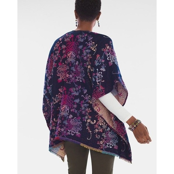 Chicos Reversible Ruana Sweater OSFA - Picture 2 of 12